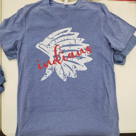 Red, White and Blue Headdress Indians Tee