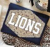 Lions Camou on black or white tee