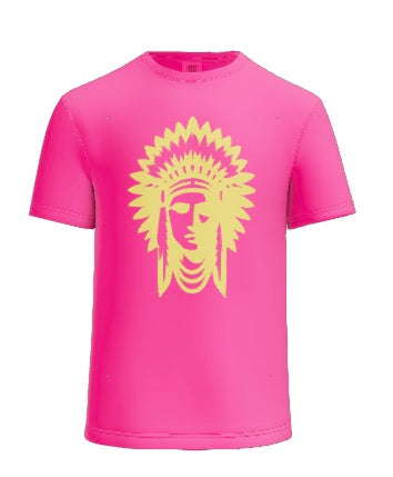 Indian on Neon Pink Comfort Colors Tee