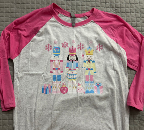 Nutcracker Scene on Pink Raglan (Unisex Fit)