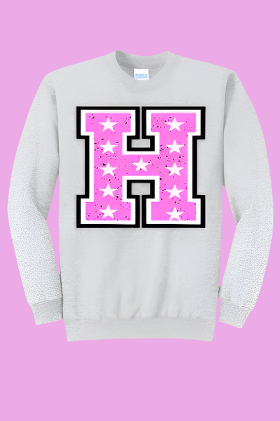Pink H on Ash Grey Sweatshirt