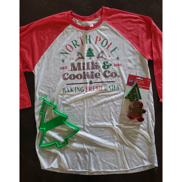 North Pole Baking Crew on Red Raglan (Unisex Fit)