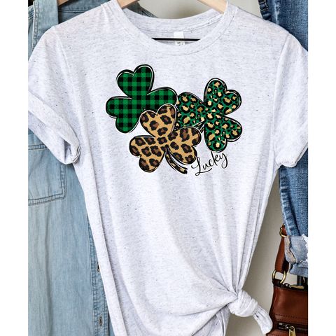 3 Shamrock on Heather White Crewneck (Fits True to Size)