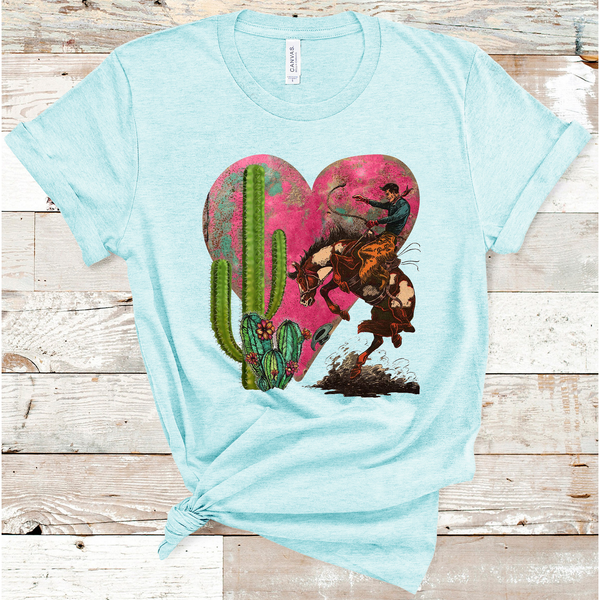 Cowboy Valentine on Ice Blue Crew Neck (Fits True to Size)