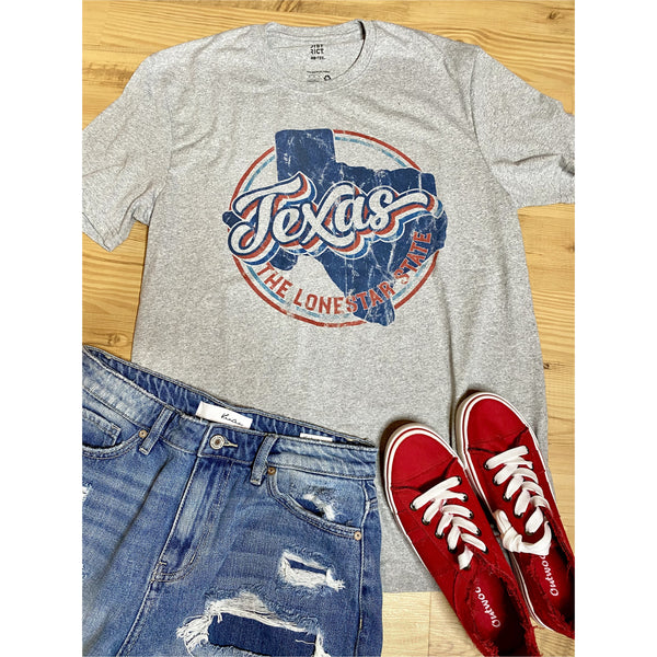 Retro Texas on Grey Crewneck (Fits True to Size)