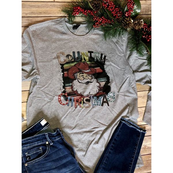 Country Christmas on Grey Long Sleeve (Fits True to Size)