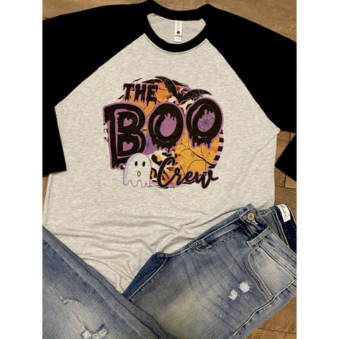 The Boo Crew on Black Sleeve  Raglan